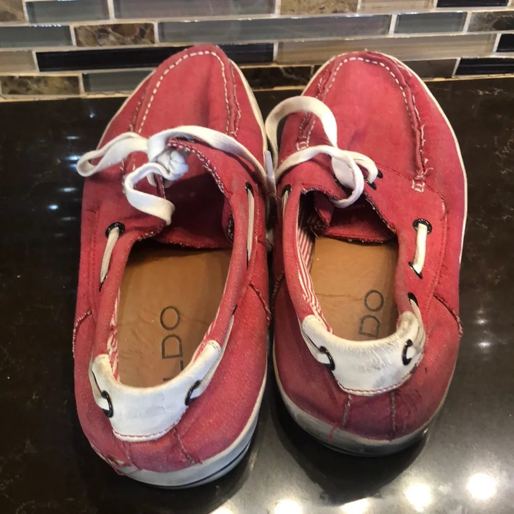 Aldo red fabric men’s loafers‎ boat shoes 41